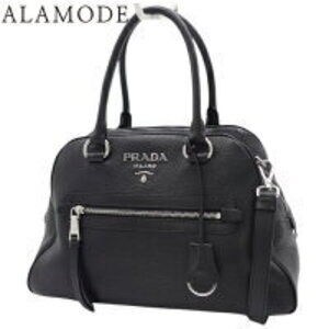 Prada Handbag Shoulder Crossbody Calfskin VITELLO PHENIX Nero Black